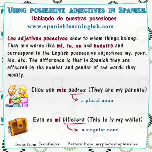 Using Spanish Possessive Adjectives In Sentences Spanishlearninglab