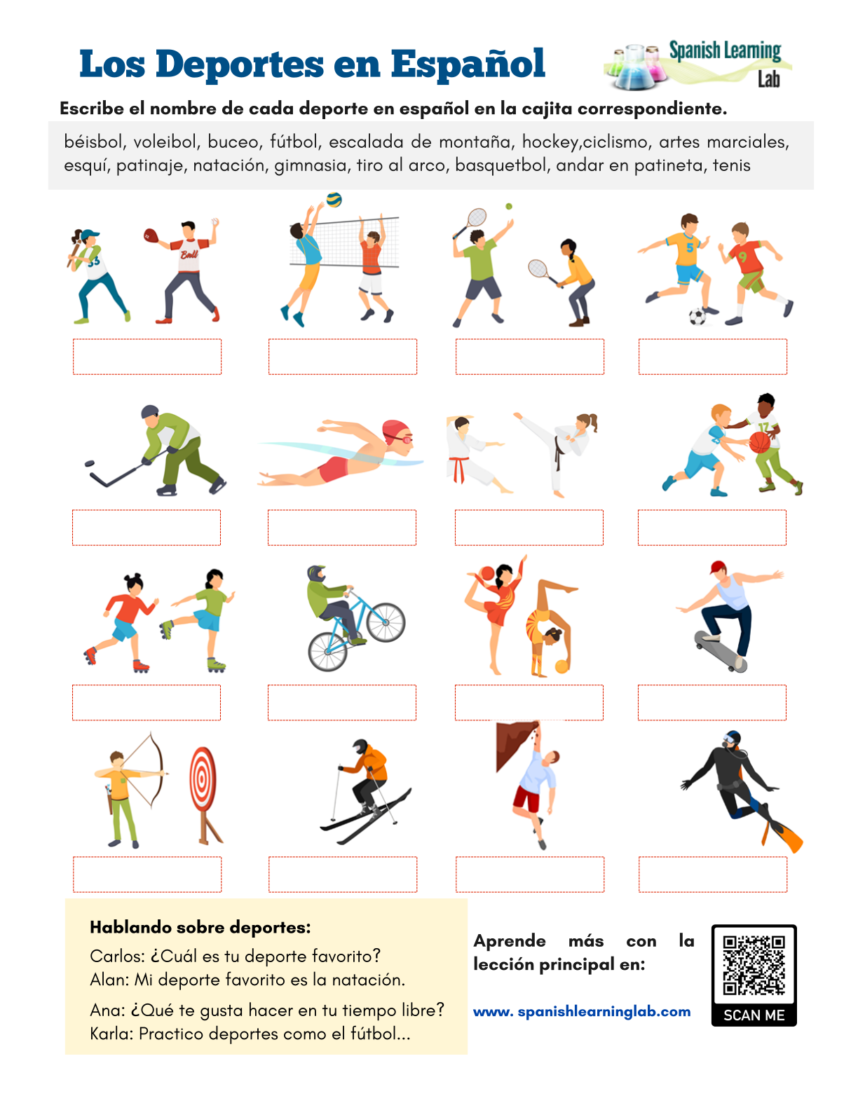 los-deportes-en-espa-ol-ejercicios-en-pdf-spanish-learning-lab