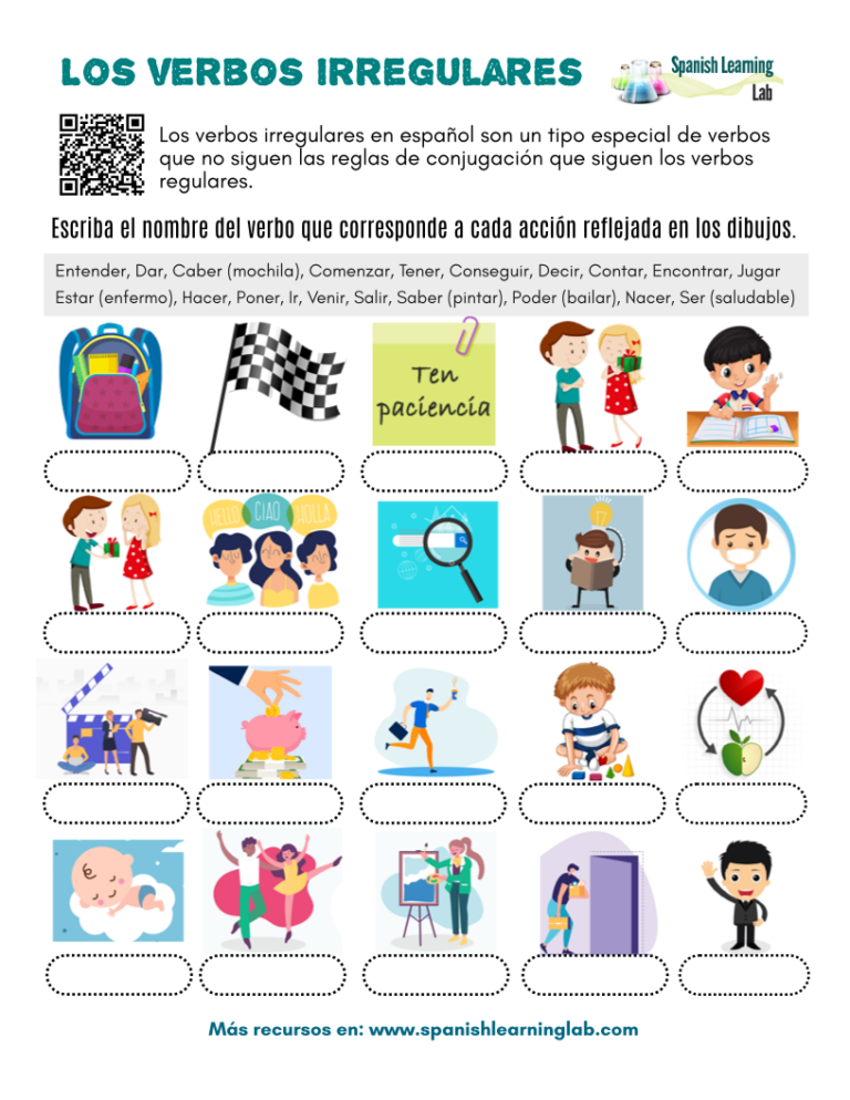 common irregular verbs in spanish pdf worksheet