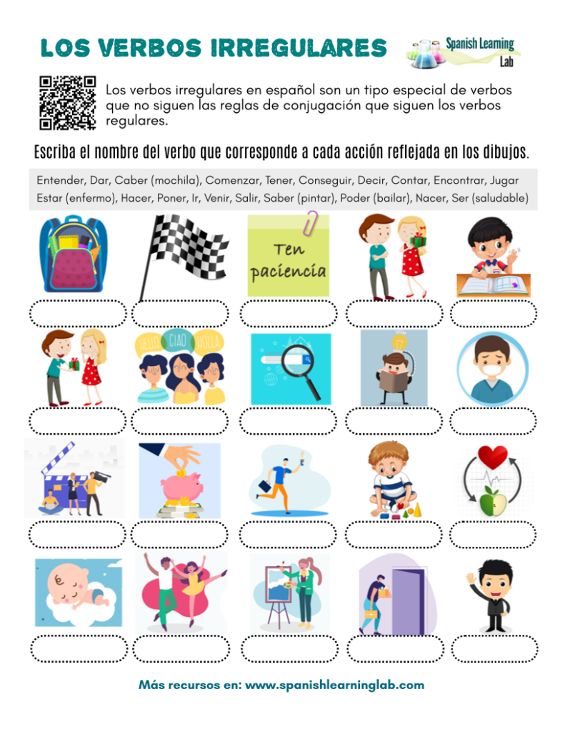 Common Irregular Verbs In Spanish PDF Worksheet Spanish Learning Lab