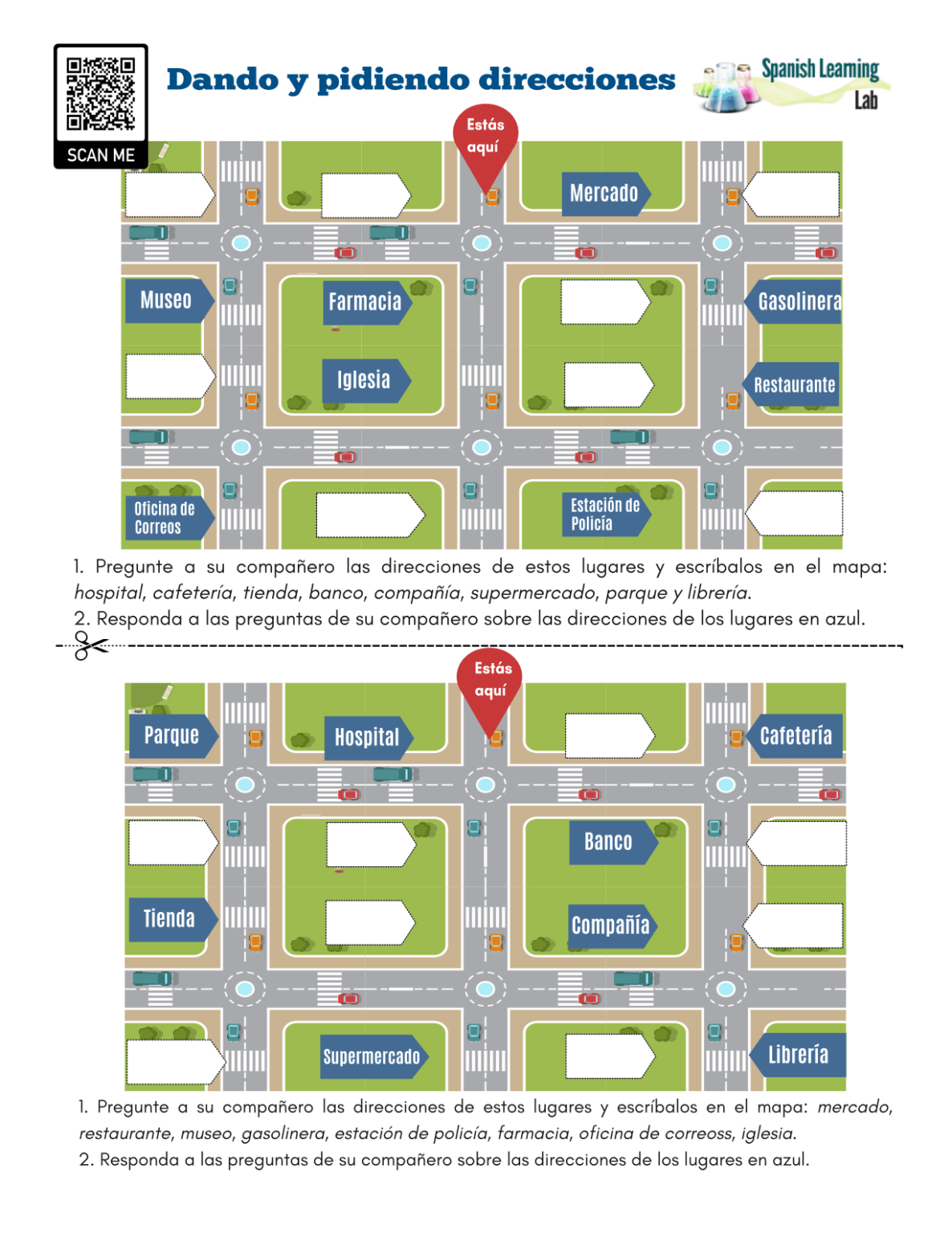 Giving Directions In Spanish Worksheet