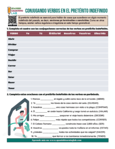 Los Verbos En El Pretérito Indefinido En Español - Ejercicios En PDF ...